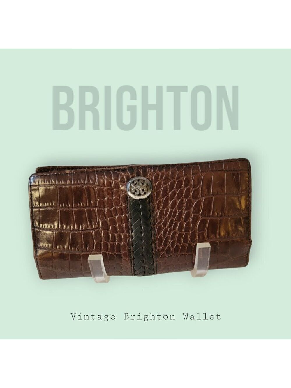 Brighton Dark Brown Leather Check Book Wallet Vintage
